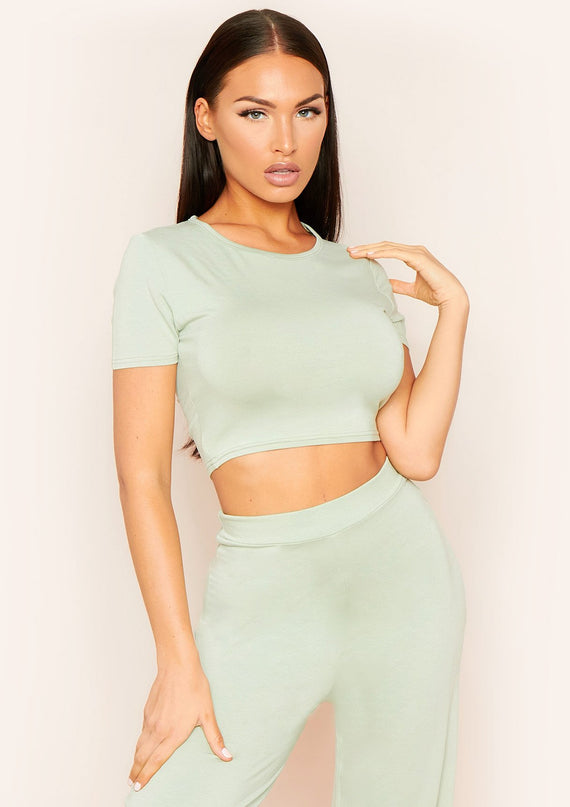 missyempire Liana Sage Mix & Match Smooth Cropped T-Shirt