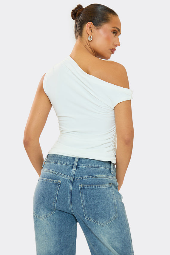 Missyempire Lidia White Super Soft Off The Shoulder Top