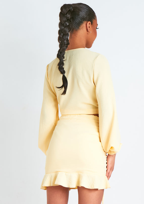 Missyempire Lola Buttermilk Cream Tie Front Long Sleeve Blouse