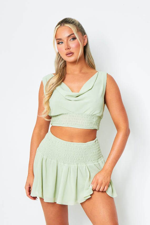 Missyempire Lola Pistachio Cinched Waist Mini Skirt