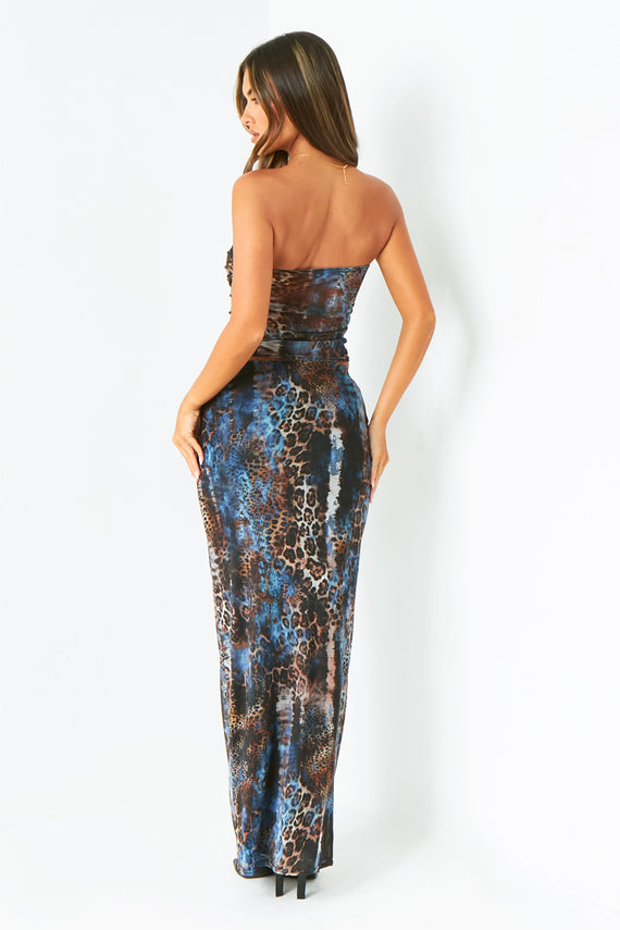 Missyempire Maeve Multi Mesh Bandeau Printed Crop Top