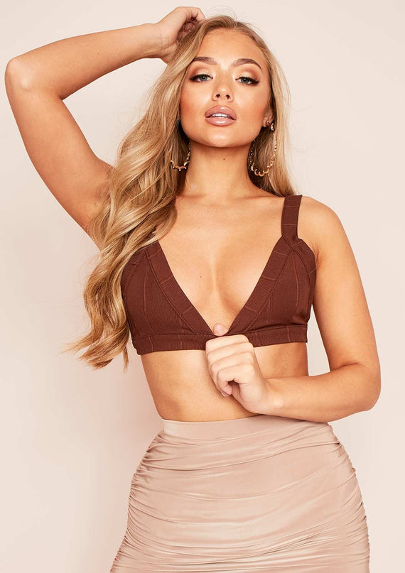 missyempire Mara Brown Bandage Triangle Basic Bralet