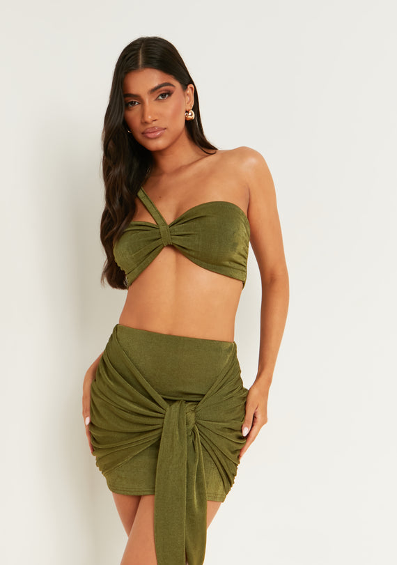 Missyempire Marlowe Olive One Shoulder Bandeau Bralet