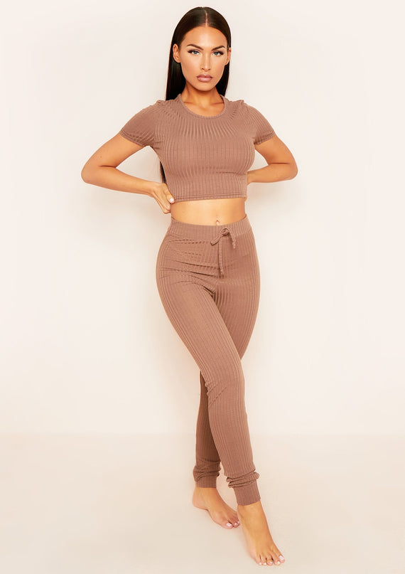 missyempire Mary Mocha Mix & Match Rib Cropped T-Shirt