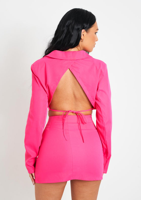 Missyempire Adeline Pink Woven Slit Mini Skirt