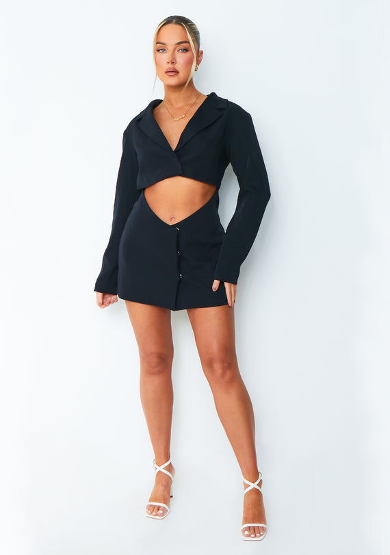 Missyempire Aliyah Navy Cut Out Blazer Dress