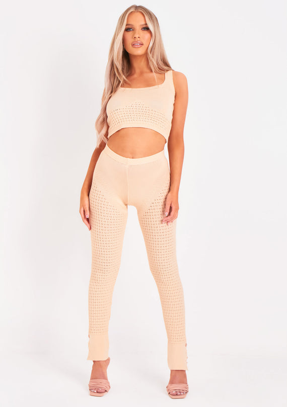 missyempire Alma Beige Fine Knit Leggings