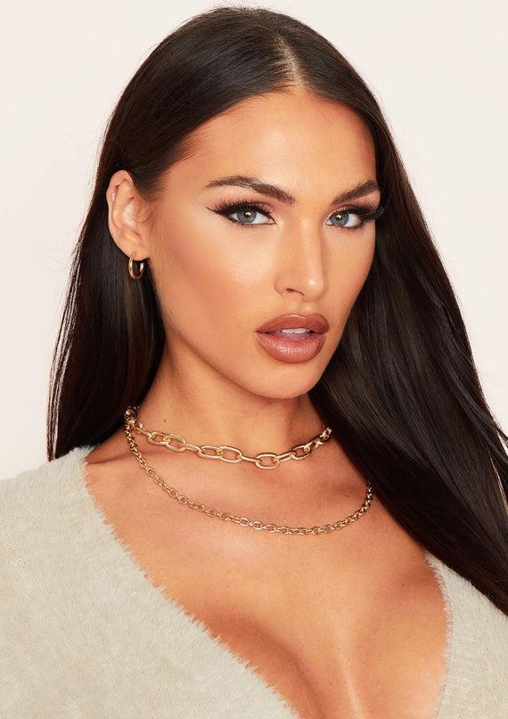 missyempire Amy Gold Chunky Double Chain Necklace