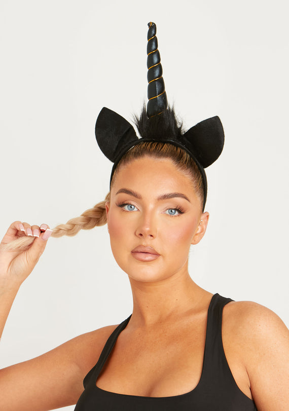 Missyempire Angelica Black Unicorn Headband