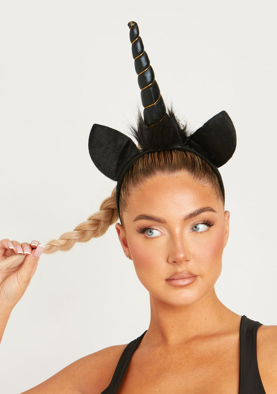 missyempire Angelica Black Unicorn Headband