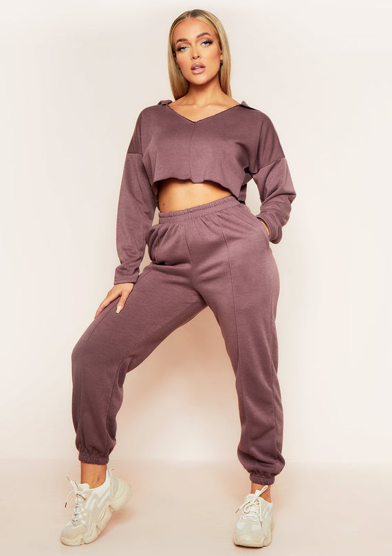 missyempire Anna Mocha Seam Detail Joggers