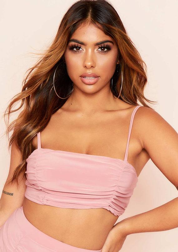 Missyempire Anna Rose Ruched Strappy Crop Top
