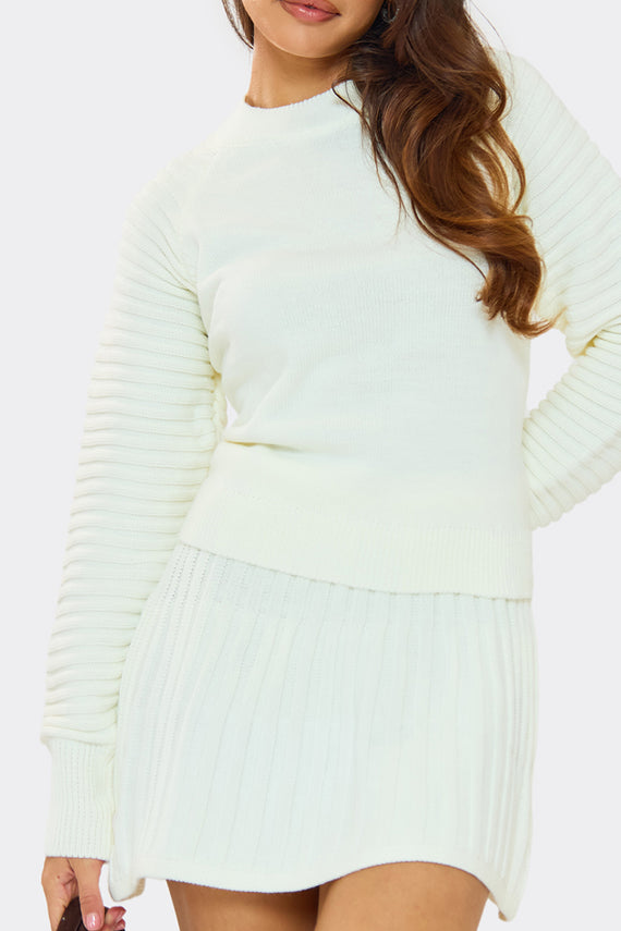 Missyempire Annie Cream High Neck Knitted Jumper