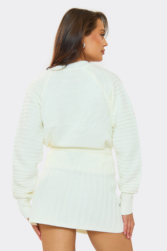 Missyempire Annie Cream High Neck Knitted Jumper