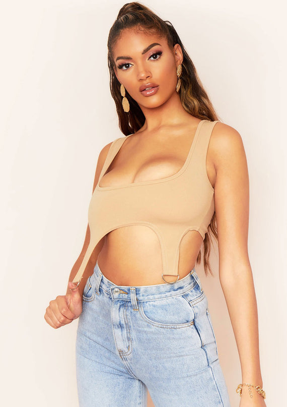 missyempire Chaka Stone D Ring Corset Crop Top