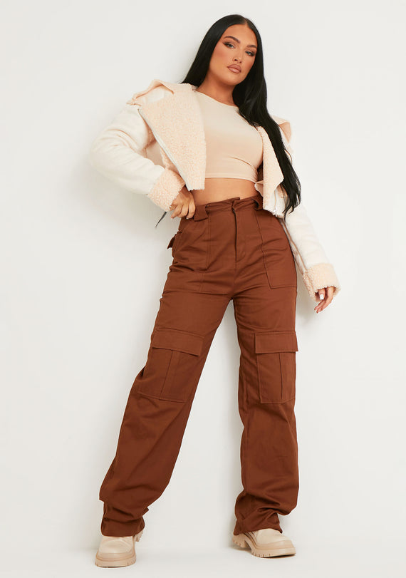 Missyempire Cindy Cream Cropped Zipped Borg Coat