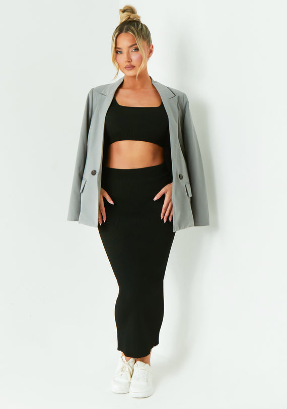 missyempire Dakota Grey Oversized Tailored Blazer