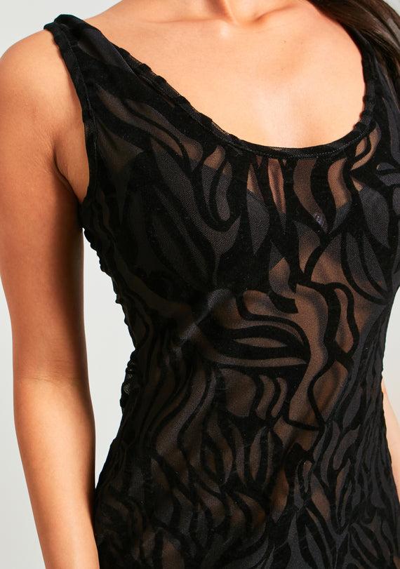 Missyempire Davina Black Devore Maxi Dress