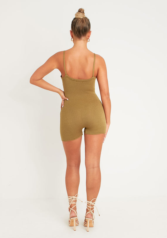 Missyempire Eliana Olive Thick Knitted Unitard