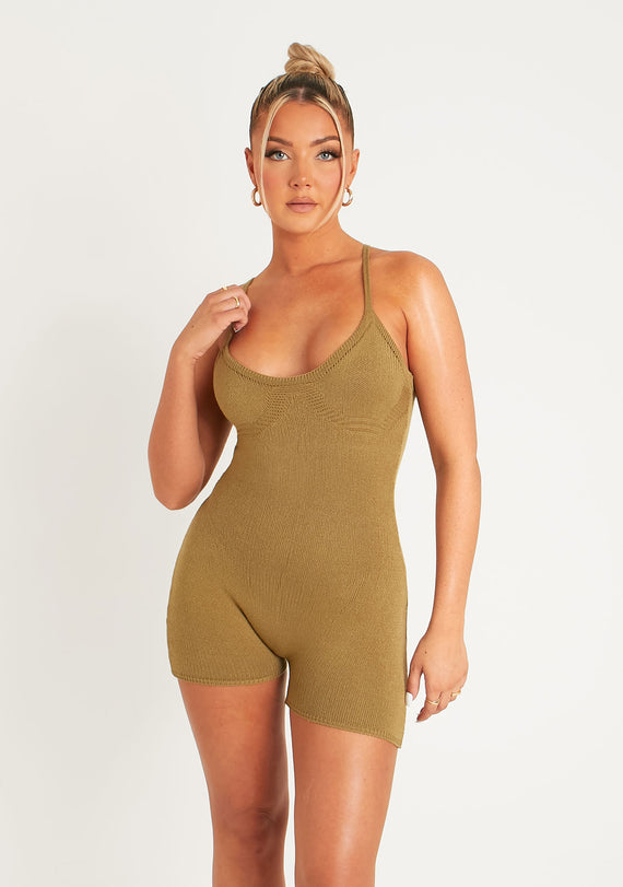 missyempire Eliana Olive Thick Knitted Unitard