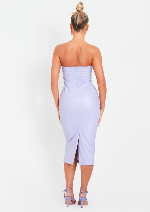 Missyempire Elle Lilac PU Bandeau Midi Dress