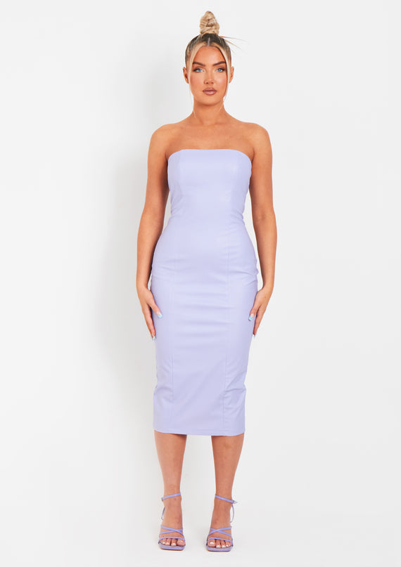 missyempire Elle Lilac PU Bandeau Midi Dress