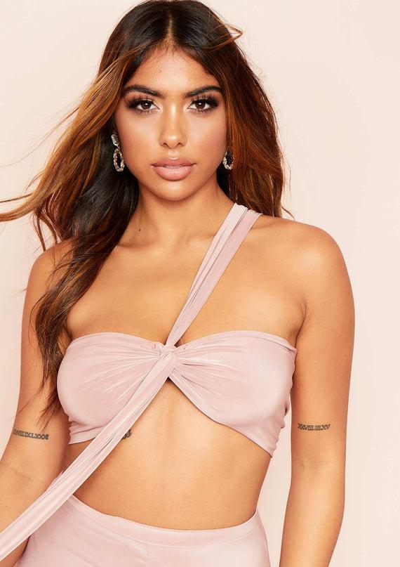 Missyempire Ellie Rose One Shoulder Slinky Bralet