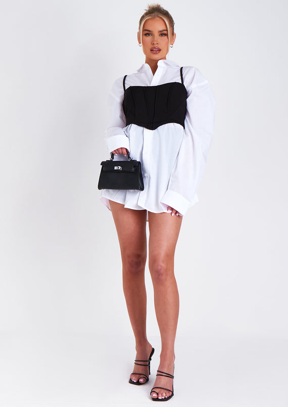 missyempire Eve Black Curved Hem Corset Crop Top