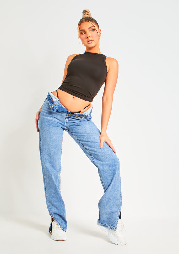 Missyempire Farrah Black Premium Sculpt Racer Top