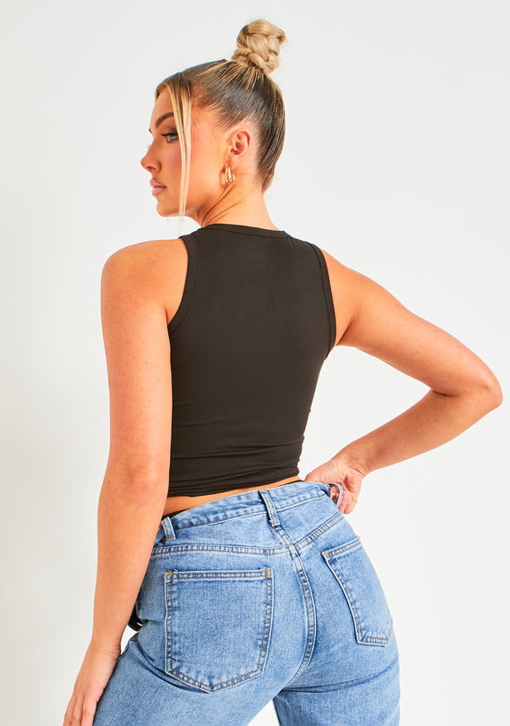 Missyempire Farrah Black Premium Sculpt Racer Top