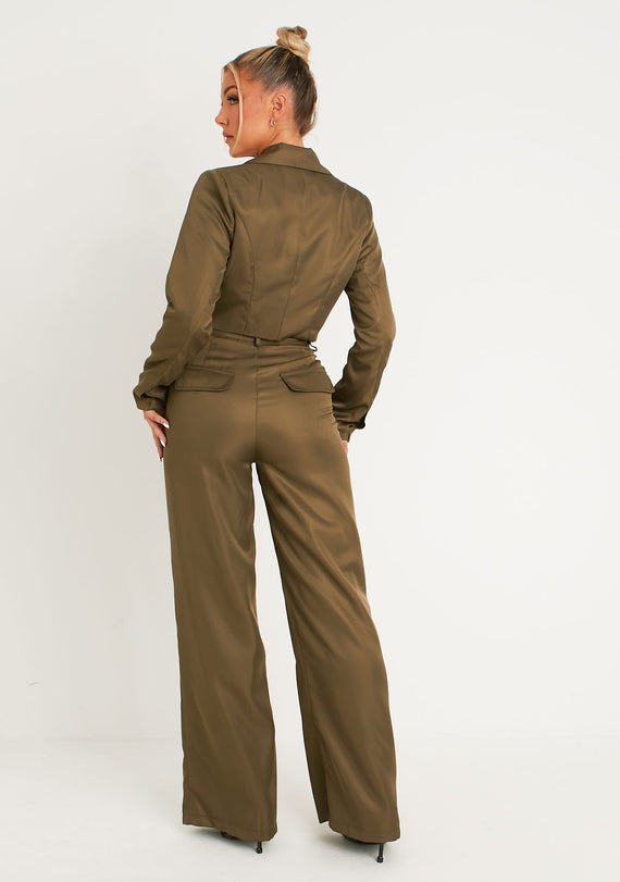 Missyempire Farrah Khaki Tailored Belted Trousers