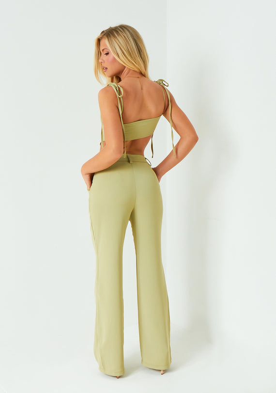 Missyempire Hallie Sage Tie Strap Corset Top