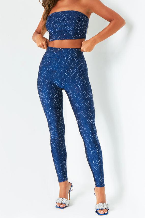 Missyempire Harriet Blue Hot Fix Leggings