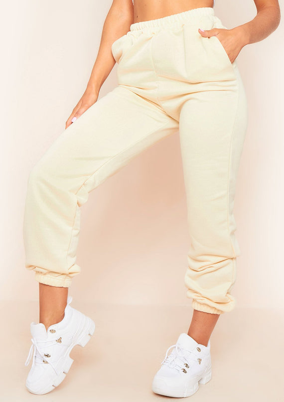 missyempire Hilma Cream Casual Loopback Joggers