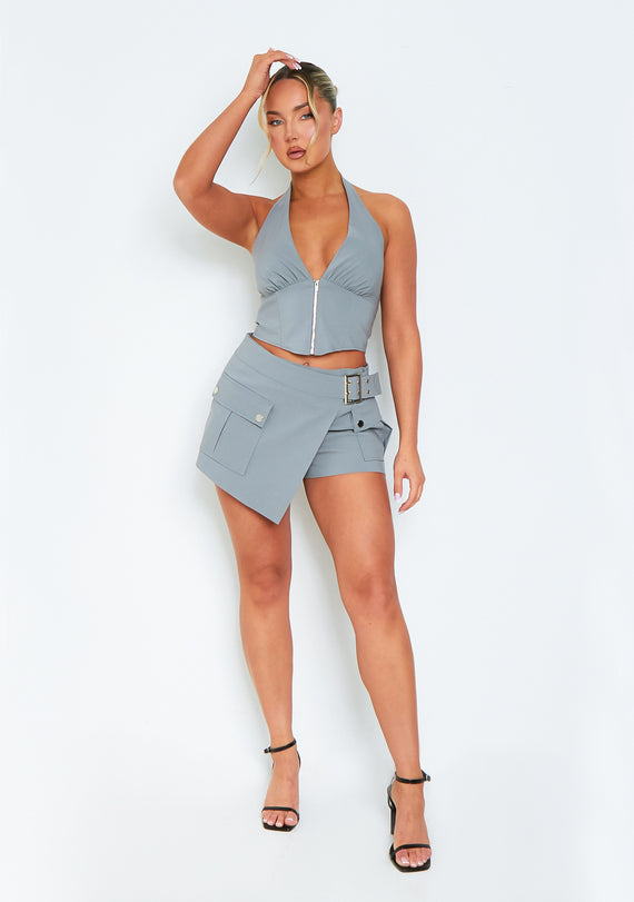 missyempire Isla Grey Belt Utility Skort