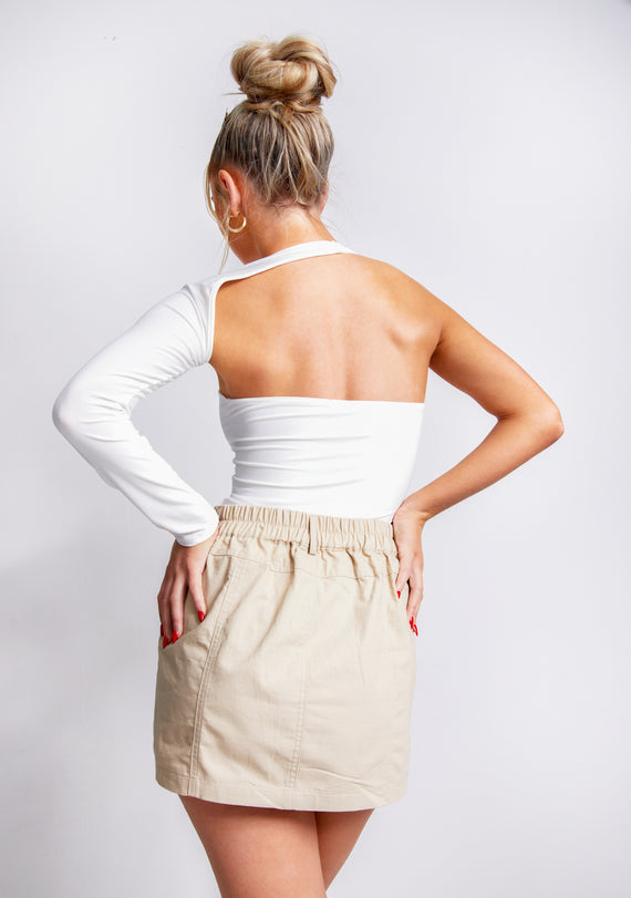 Missyempire Isla White One Sleeve Slinky Bodysuit