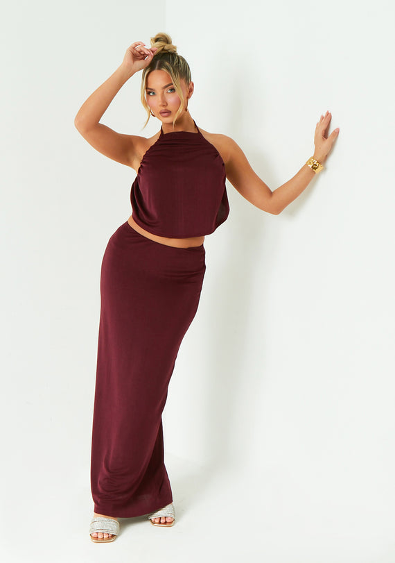 missyempire Issy Wine Column Skirt
