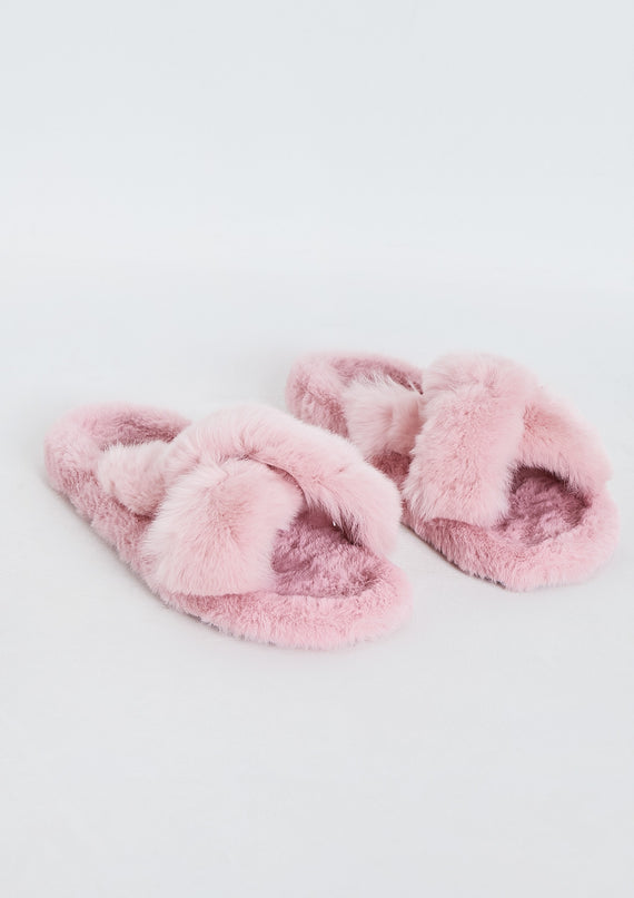 missyempire Jodie Pink Cross Over Slippers