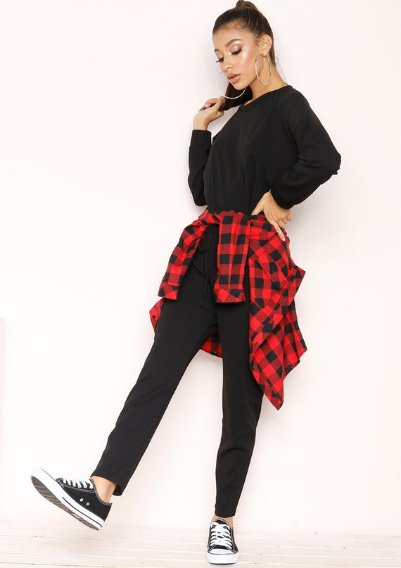 missyempire Julie Black Jumper Loungewear Set