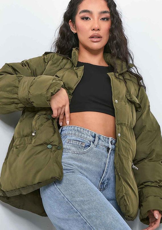Missyempire Karly Khaki Puffer Coat