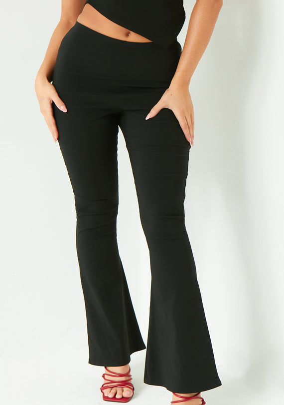 Missyempire Kim Black Bengaline Kick Flare Trouser