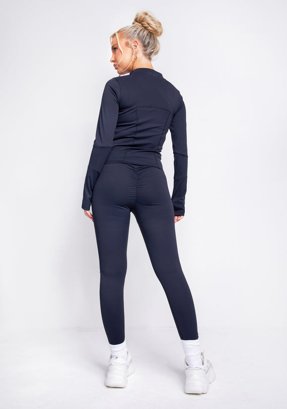 missyempire Lacey Black Active Ruched Bum Leggings