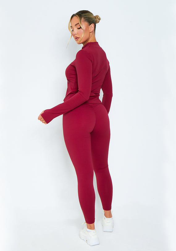 Missyempire Lacey Burgundy Active Leggings