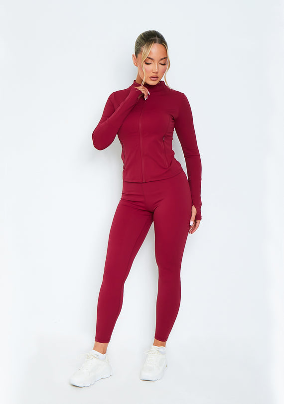 Missyempire Lacey Burgundy Active Leggings