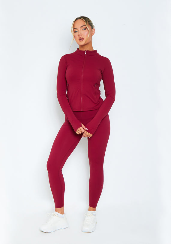 Missyempire Lacey Burgundy Active Leggings