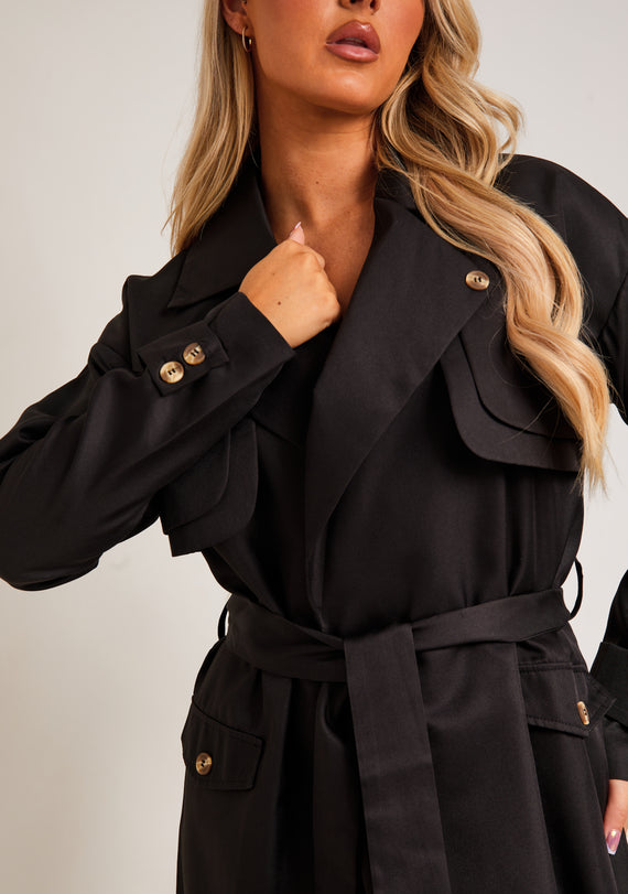 Missyempire Larsa Black Trench Coat
