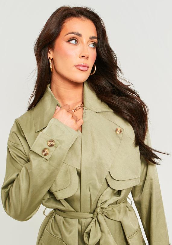 Missyempire Larsa Olive Trench Coat