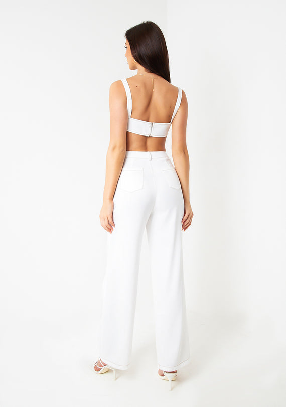 Missyempire Laylin White Contrast Stitch Bralette