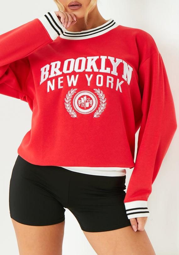 Missyempire Lisa Red Brooklyn Sweatshirt