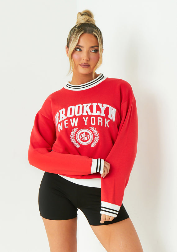 Missyempire Lisa Red Brooklyn Sweatshirt